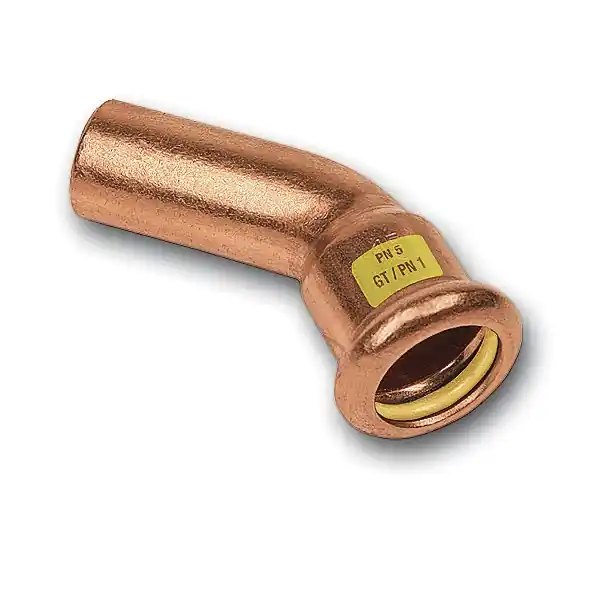 Łatwy zwrot Łuk nyplowy 45° PxPZ 22 SANHA-Press Gas