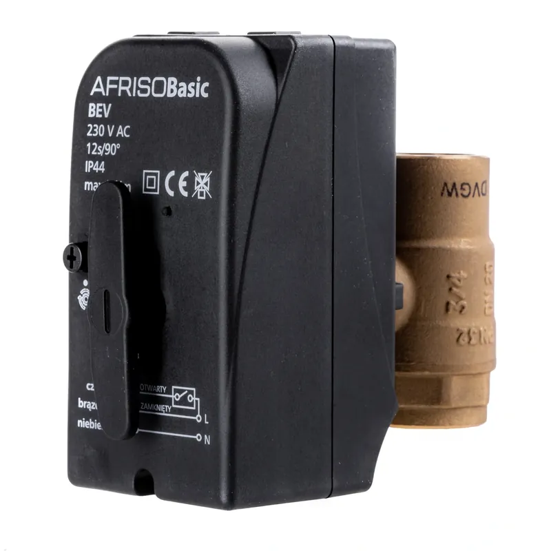 Zawór kulowy 2-drogowy z siłownikiem BEV DN20, Rp3/4", Kvs 45, 230 V AC, normalnie zamknięty A BASIC Tani