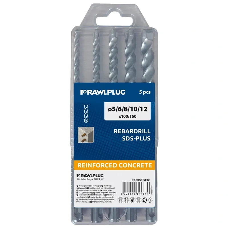 Zniżka ZESTAW WIERTEŁ 5,6,8,10,12X100X160 REBARDRILL SDS PLUS - 5 szt.