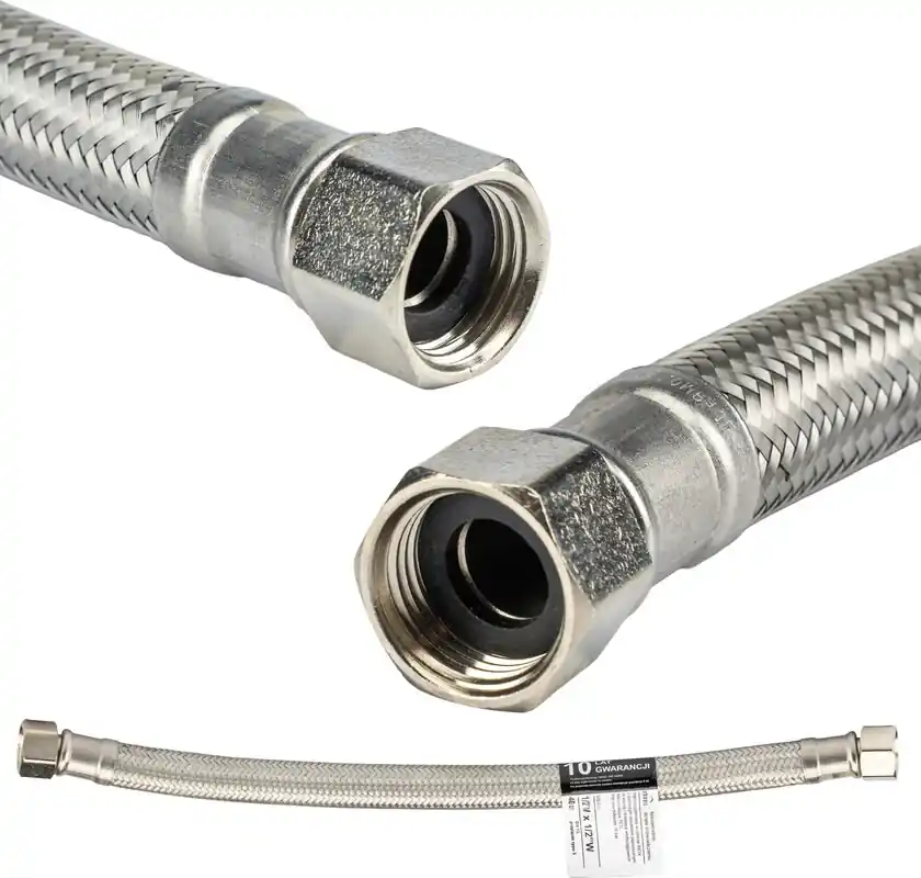 WĘŻYK W OPLOCIE STALOWY 40cm PRZELOT 12mm GWINT WEW 1/2" SOLIDNY MOCNY INVENA WS-40-040-G Kup teraz