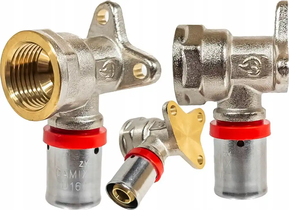 KOLANO KOLANKO NAŚCIENNE ZAPRASOWYWANE PEX ALUPEX PERT Ø 16 x 1/2" GW TYP U WIESZAKOWE Z ŁAPAMI MOCNE SOLIDNE UNIWERSALNE MOSIĘ Tylko dziś