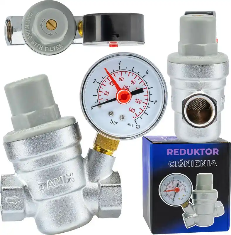 Wybór klientów REDUKTOR CIŚNIENIA WODY Z MANOMETREM 1/2‘‘ DN15 REGULATOR 1,5-6,5 BAR DAMIX DAN-47862-15
