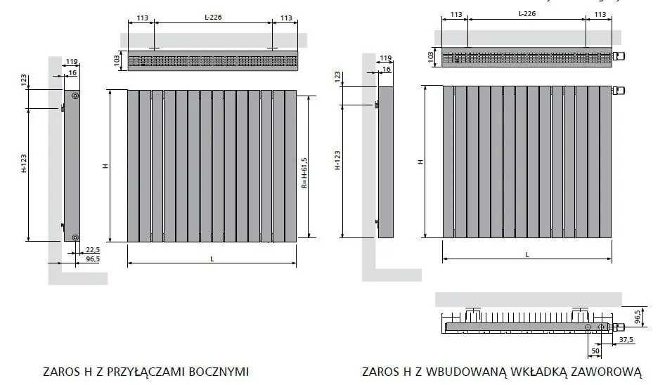 Wybór klientów Grzejnik ZAROS POZIOMY 450x400