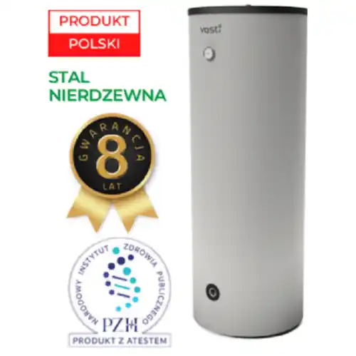 Sprawdź teraz VASTI 200 L NIERDZEWNY ZASOBNIK C.W.U. Z 1 WĘŻOWNICĄ (VS-P-WYM-200-1W-C)