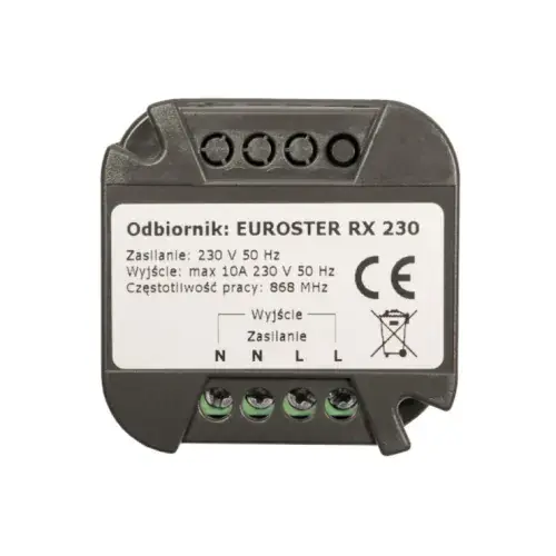 Dostępne od ręki EUROSTER - ODBIORNIK RX 230V 868 MHz (DO PUSZKI FI 60)