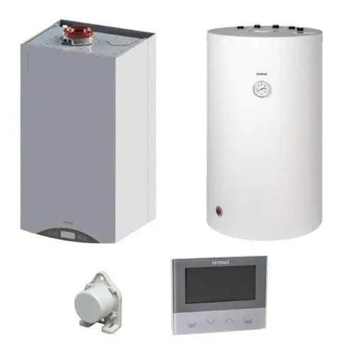 Hit cenowy TERMET PAKIET KOCIOŁ GOLD PLUS II 1 FUN. 25 KW + ZASOBNIK SWK 100 L (KLASA A) + REGULATOR ST-292 V2 + CZUJNIK TEMP. - AUTORYZOWANY DYSTRYBUTOR !!!
