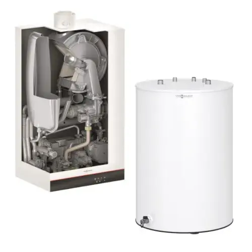 Cena promocyjna VIESSMANN PAKIET KOCIOŁ 1 FUN. VITODENS 050-W B0HA 19 KW + PODGRZEWACZ C.W.U. VITOCELL 100-W TYP CUGA 100L Z028055