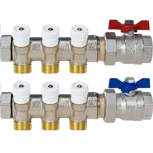 AFRISO ADM 203 ROZDZIELACZ SANITARNY C.W.U 3-OBW 3/4"X3/4" (przyłącza punktów poboru 3/4"; przyłącza zasilania 3/4"; 2 x belka) 22 203 00 Ograniczona ilość
