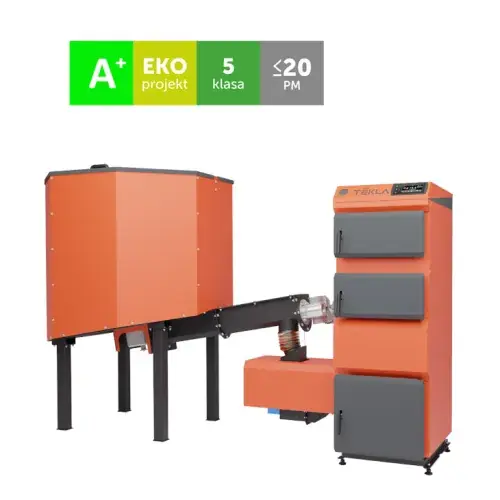Ekspresowa dostawa TEKLA DRACO ECO - KOCIOŁ PELLETOWY 25 KW Z ZASOBNIKIEM WOLNOSTOJĄCYM 1000 L