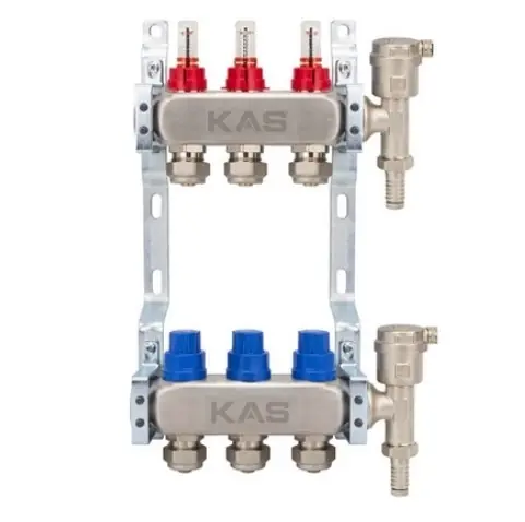 Rozdzielacz do podłogówki 185mm 3 sekcje 1" stal nierdzewna KAS Therma Rabat