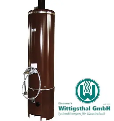 Bojler na drewno 100L / 7kW RUSTIKAL / Piec łazienkowy na węgiel drzewny +bateria z kpl natryskowym , brąz/ brąz Wittigsthal Wybór klientów