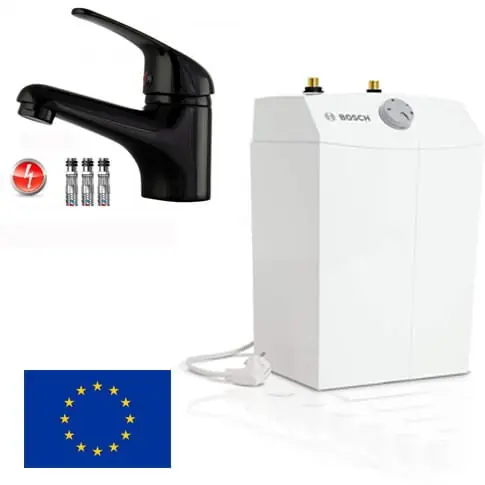 Bosch Tronick bojler 5 l bezciśnieniowy podumywalkowy+bateria umywalkowa czarna Do wyczerpania zapasów